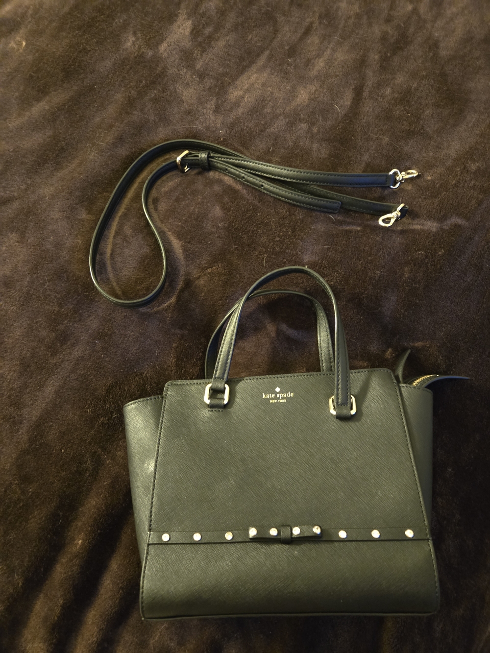 Kate Spade Black Leather Satchel with Removable Strap